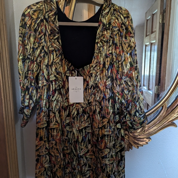 NWT Sezane Marcella silk dress gold us2, xs - Picture 4 of 5